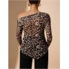 image:imageMakeMeChic Womens Maternity Clothes Cheetah Print Off The Shoulder Tops Long Sleeve Pregnancy Tee ShirtBrown
