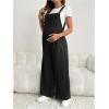 image:imageMakeMeChic Womens Maternity Denim Overalls Pleated Wide Strap Sleeveless Fall Pregnancy Jumpsuits JeansBlack