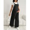 image:imageMakeMeChic Womens Maternity Denim Overalls Pleated Wide Strap Sleeveless Fall Pregnancy Jumpsuits JeansBlack