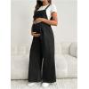 image:imageMakeMeChic Womens Maternity Denim Overalls Pleated Wide Strap Sleeveless Fall Pregnancy Jumpsuits JeansBlack
