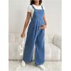 image:imageMakeMeChic Womens Maternity Denim Overalls Pleated Wide Strap Sleeveless Fall Pregnancy Jumpsuits JeansMedium Wash