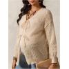 image:imageMakeMeChic Womens Maternity Fall Clothes Crochet Cardigan Sweaters Long Sleeve Tie V Neck Boho Pregnancy TopsKhaki