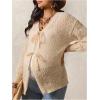 image:imageMakeMeChic Womens Maternity Fall Clothes Crochet Cardigan Sweaters Long Sleeve Tie V Neck Boho Pregnancy TopsKhaki
