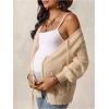 image:imageMakeMeChic Womens Maternity Fall Clothes Crochet Cardigan Sweaters Long Sleeve Tie V Neck Boho Pregnancy TopsKhaki