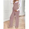 image:imageMakeMeChic Womens Maternity Jumpsuits Sleeveless Rib Knitted Straight Leg Overalls RomperDark Pink