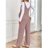 image:imageMakeMeChic Womens Maternity Jumpsuits Sleeveless Rib Knitted Straight Leg Overalls RomperDark Pink