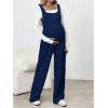 image:imageMakeMeChic Womens Maternity Jumpsuits Sleeveless Rib Knitted Straight Leg Overalls RomperRoyal Blue