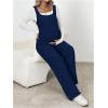 image:imageMakeMeChic Womens Maternity Jumpsuits Sleeveless Rib Knitted Straight Leg Overalls RomperRoyal Blue