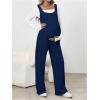 image:imageMakeMeChic Womens Maternity Jumpsuits Sleeveless Rib Knitted Straight Leg Overalls RomperRoyal Blue
