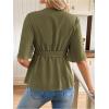 image:imageMakeMeChic Womens Maternity Nursing Blouse V Neck Wrap Ruffle Short Sleeve Belted Pregnancy Shirt Business Work TopsDark Green
