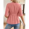 image:imageMakeMeChic Womens Maternity Nursing Blouse V Neck Wrap Ruffle Short Sleeve Belted Pregnancy Shirt Business Work TopsDusty Pink