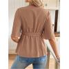 image:imageMakeMeChic Womens Maternity Nursing Blouse V Neck Wrap Ruffle Short Sleeve Belted Pregnancy Shirt Business Work TopsMocha Brown