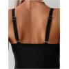 image:imageMakeMeChic Womens Maternity One Piece Swimsuit Scoop Neck Cut Out Spaghetti Strap Bathing SuitBlack and White