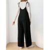 image:imageMakeMeChic Womens Maternity Overalls Spaghetti Strap Tie Shoulder Wide Leg Pregnancy Cami JumpsuitBlack