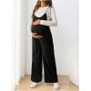 image:imageMakeMeChic Womens Maternity Overalls Spaghetti Strap Tie Shoulder Wide Leg Pregnancy Cami JumpsuitBlack
