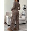 image:imageMakeMeChic Womens Maternity Pajama Set Striped Long Sleeve Tops Wide Leg Pants Lounge Sets Fall ClothesBrown