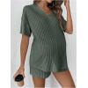 image:imageMakeMeChic Womens Maternity Pajamas Lounge Sets Summer 2 Piece Outfits Short Sleeve Rib Knit Tee Top and Short Mama ClothesGreen a