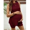 image:imageMakeMeChic Womens Maternity Pajamas Sets Lounge Knit Tank Tops Biker Leggings Shorts Summer Clothes OutfitsBurgundy