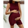 image:imageMakeMeChic Womens Maternity Pajamas Sets Lounge Knit Tank Tops Biker Leggings Shorts Summer Clothes OutfitsBurgundy