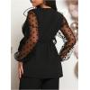 image:imageMakeMeChic Womens Maternity Polka Dots Blouse Mesh V Neck Wrap Tie Side Long Sleeve Shirt TopsBlack