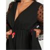 image:imageMakeMeChic Womens Maternity Polka Dots Blouse Mesh V Neck Wrap Tie Side Long Sleeve Shirt TopsBlack