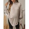 image:imageMakeMeChic Womens Maternity Poncho Sweater Turtleneck Asymmetrical Long Sleeve PulloversApricot