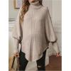 image:imageMakeMeChic Womens Maternity Poncho Sweater Turtleneck Asymmetrical Long Sleeve PulloversApricot