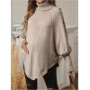 image:imageMakeMeChic Womens Maternity Poncho Sweater Turtleneck Asymmetrical Long Sleeve PulloversApricot