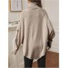 image:imageMakeMeChic Womens Maternity Poncho Sweater Turtleneck Asymmetrical Long Sleeve PulloversApricot