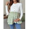 image:imageMakeMeChic Womens Maternity Shirts Crew Neck Button Up Long Sleeve Boho Top Blouse Maternity ClothesMulticolor