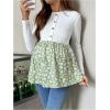 image:imageMakeMeChic Womens Maternity Shirts Crew Neck Button Up Long Sleeve Boho Top Blouse Maternity ClothesMulticolor