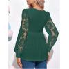 image:imageMakeMeChic Womens Maternity Shirts Crew Neck Tops Lace Jacquard Long Sleeve Ruffle Blouse ClothesGreen