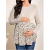 image:imageMakeMeChic Womens Maternity Shirts Floral Long Sleeve Crew Neck Nursing Casual Blouses TopsApricot