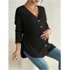 image:imageMakeMeChic Womens Maternity Shirts Knit Button Down Nursing Top Fall Maternity ClothesBlack