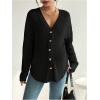 image:imageMakeMeChic Womens Maternity Shirts Knit Button Down Nursing Top Fall Maternity ClothesBlack