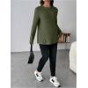 image:imageMakeMeChic Womens Maternity Shirts Knit Long Sleeve Pregnancy Tops Fall Maternity Clothes Army Green Large