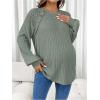 image:imageMakeMeChic Womens Maternity Shirts Lace Long Sleeve Button Crew Neck Knit Maternity ClothesGreen