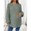 image:imageMakeMeChic Womens Maternity Shirts Lace Long Sleeve Button Crew Neck Knit Maternity ClothesGreen