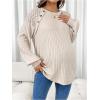 image:imageMakeMeChic Womens Maternity Shirts Lace Long Sleeve Button Crew Neck Knit Maternity ClothesKhaki