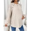 image:imageMakeMeChic Womens Maternity Shirts Lace Long Sleeve Button Crew Neck Knit Maternity ClothesKhaki