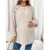 image:imageMakeMeChic Womens Maternity Shirts Lace Long Sleeve Button Crew Neck Knit Maternity ClothesKhaki