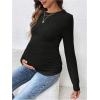 image:imageMakeMeChic Womens Maternity Shirts Long Sleeve Crew Neck Ruched Fitted Maternity Clothes BlouseBlack
