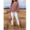 image:imageMakeMeChic Womens Maternity Shirts Long Sleeve V Neck Button Floral Blouse Ruffle Hem TopsBurgundy