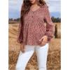 image:imageMakeMeChic Womens Maternity Shirts Long Sleeve V Neck Button Floral Blouse Ruffle Hem TopsBurgundy