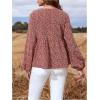 image:imageMakeMeChic Womens Maternity Shirts Long Sleeve V Neck Button Floral Blouse Ruffle Hem TopsBurgundy