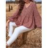 image:imageMakeMeChic Womens Maternity Shirts Long Sleeve V Neck Button Floral Blouse Ruffle Hem TopsBurgundy