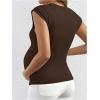 image:imageMakeMeChic Womens Maternity Shirts Summer Crew Neck Ruched Sleeveless Fitted Pregnancy TopsCoffee Brown