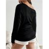 image:imageMakeMeChic Womens Maternity Shirts Summer Long Sleeve Ruched Pregnancy Asymmetrical TopsBlack