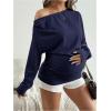 image:imageMakeMeChic Womens Maternity Shirts Summer Long Sleeve Ruched Pregnancy Asymmetrical TopsBlue