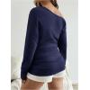 image:imageMakeMeChic Womens Maternity Shirts Summer Long Sleeve Ruched Pregnancy Asymmetrical TopsBlue